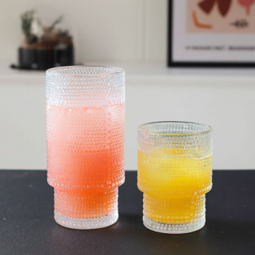 embossed dotted glass tumblers with 325ml highball and 190ml whiskey glasses