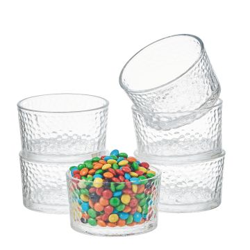 Set of 6 Small Glass Bowls for Dessert, Snacks, Dips and Sauces Mini glass dessert bowls