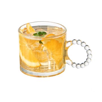 Striped Glass Coffee Cup with Handle