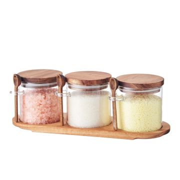 3-piece kitchen jar set with airtight seals and convenient spoon attachments