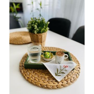 Natural Water Hyacinth Woven Table Mat - 35cm